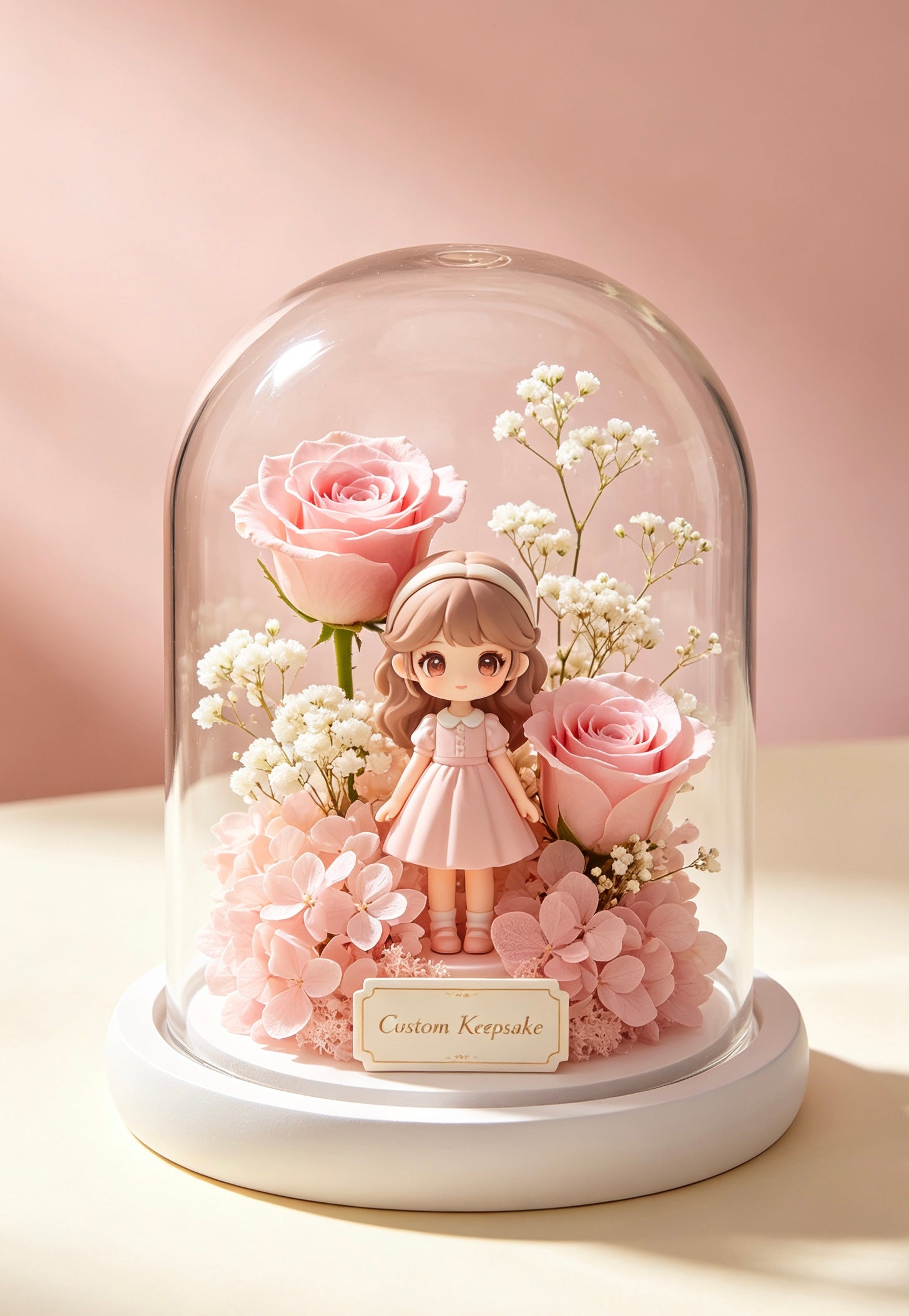 Preserved White Orchid Glass Dome