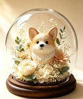 Custom Pet & Owner Figurine Preserved Flower Glass Dome