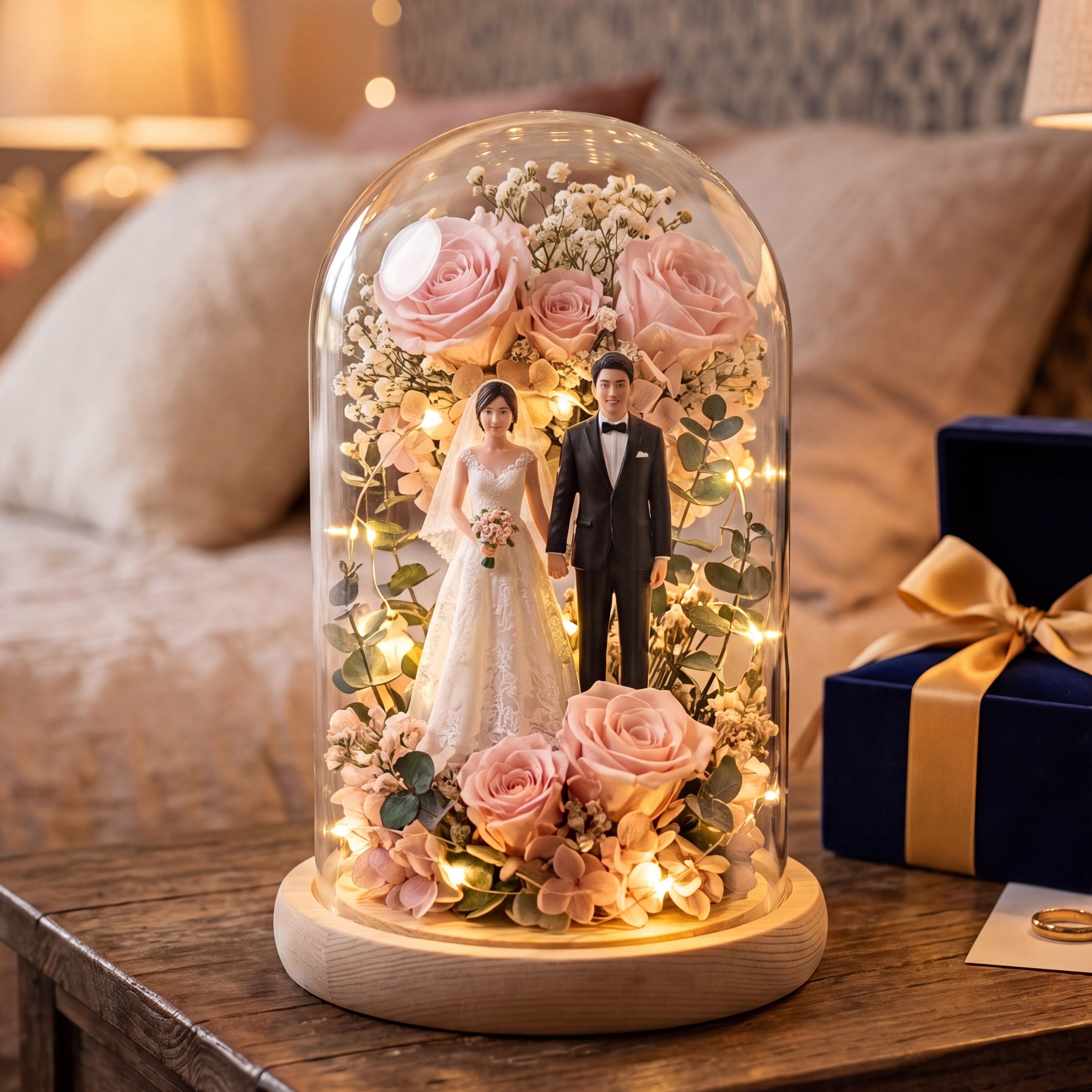 Two-Person Portrait Keepsake Preserved Glass Dome